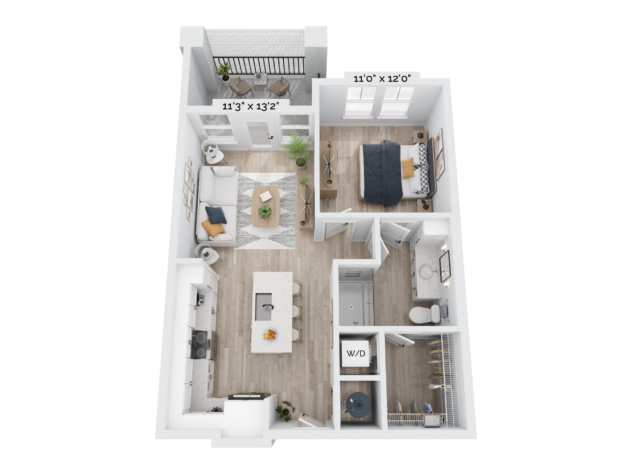 Floor plan of the 1 Bedroom Luxury apartment a1-414873 on transparent background