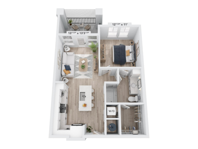 Floor plan of the 1 bedroom Luxury apartment a1-1-414874 on transparent background