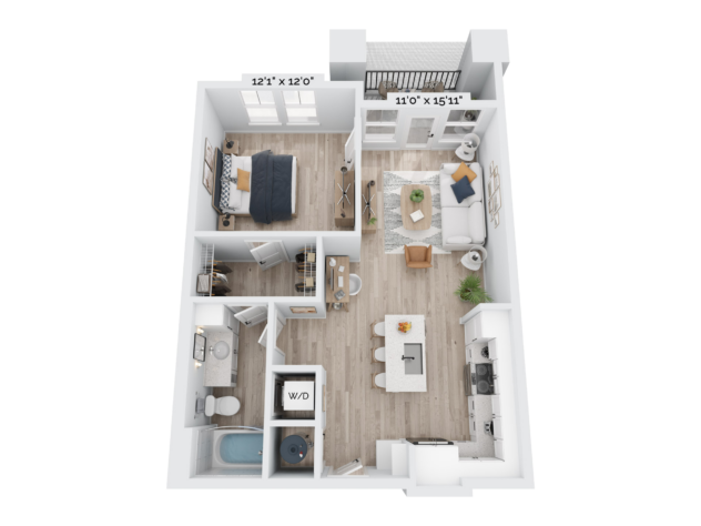 Floor plan of the 1 bedroom Luxury apartment a5-414875 on transparent background