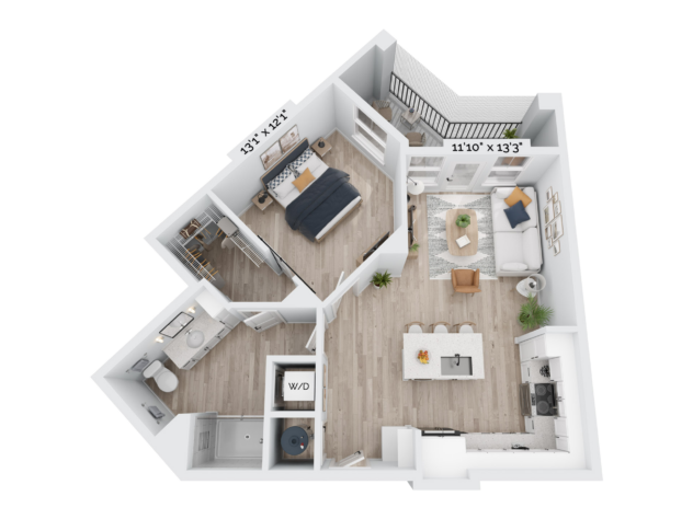 Floor plan of the 1 Bedroom Luxury apartment a2-1-414877 on transparent background