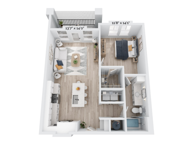 Floor plan of the 1 Bedroom Luxury apartment a3-414878 on transparent background