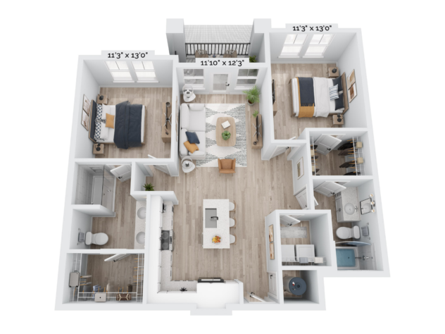 Rendering of the B1 floor plan