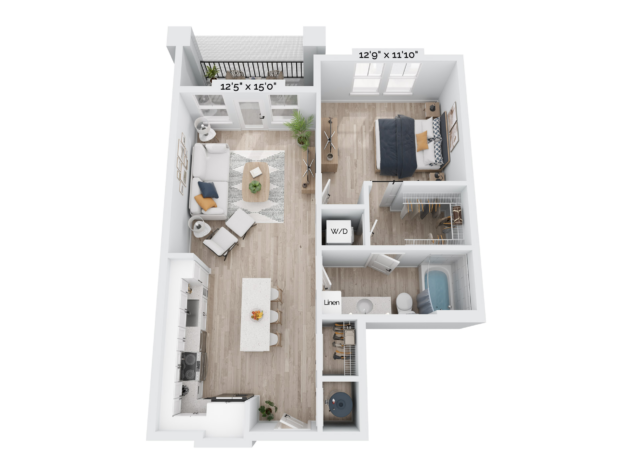 Floor plan of the 1 Bedroom Luxury apartment a4-414885 with on transparent background