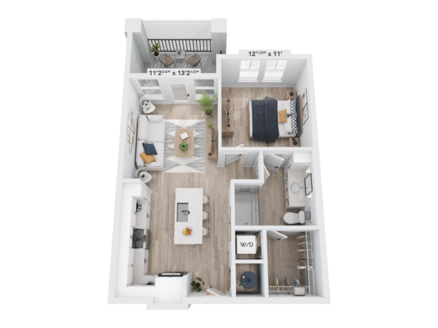 Floor plan of the 1 Bedroom Luxury apartment a1-2-414886 with on transparent background