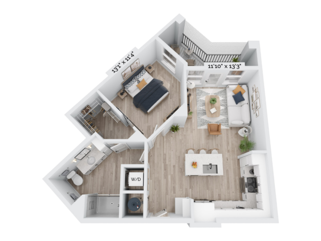 Floor plan of the 1 Bedroom Luxury apartment a2-414887 with on transparent background